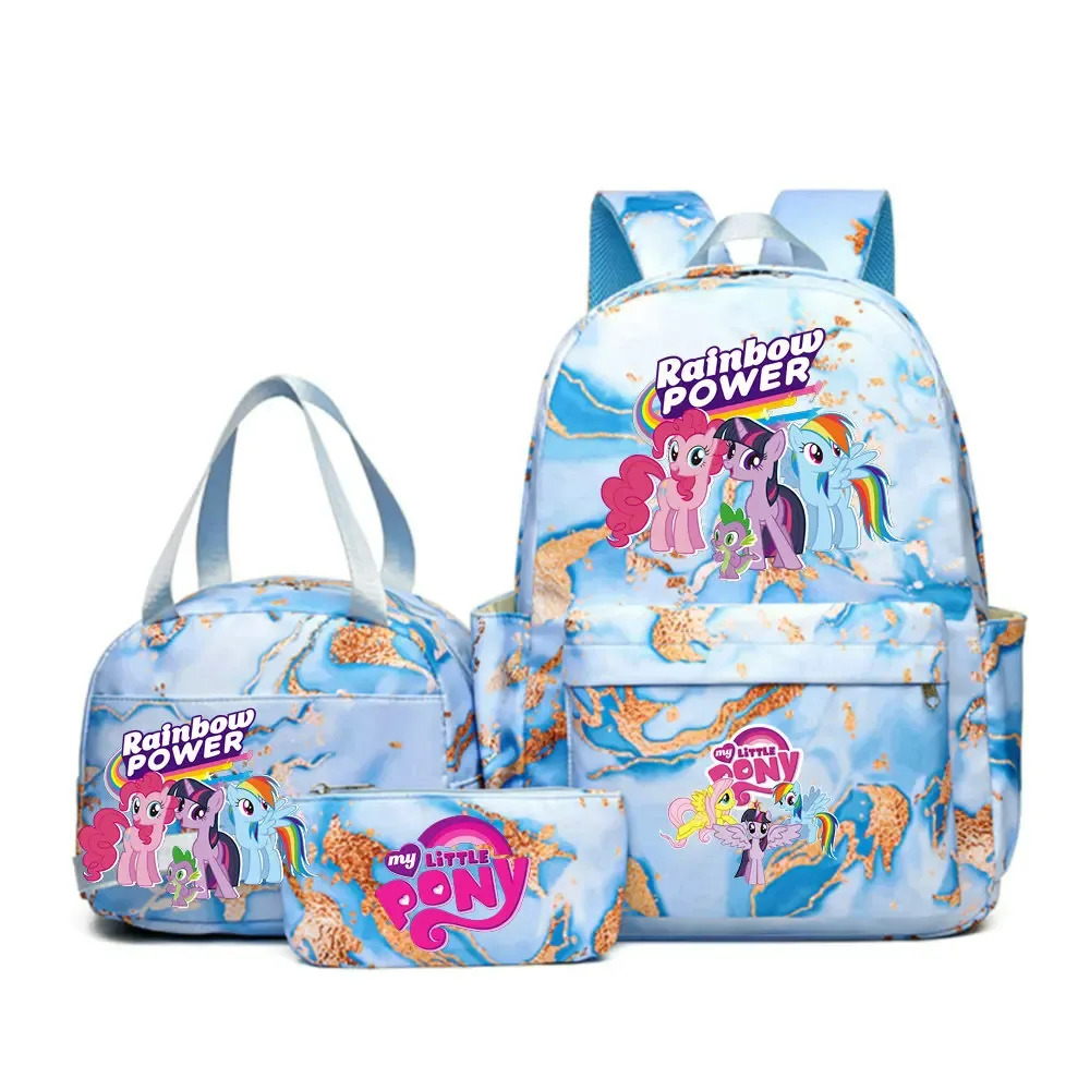 sac à dos my little pony, ensemble de 3 pièces, sac d'école pour étudiants, trousse à crayons, sac à dos de voyage pour adolescents, sac à dos décontracté pour ordinateur portable, mochilas