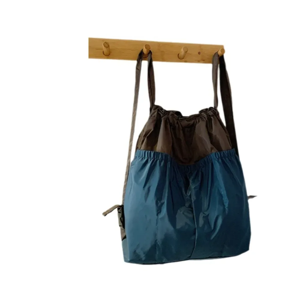 sac à dos pliable grande capacité, imperméable, patchwork, couleurs contrastées, sac de courses réutilisable, poignée confortable