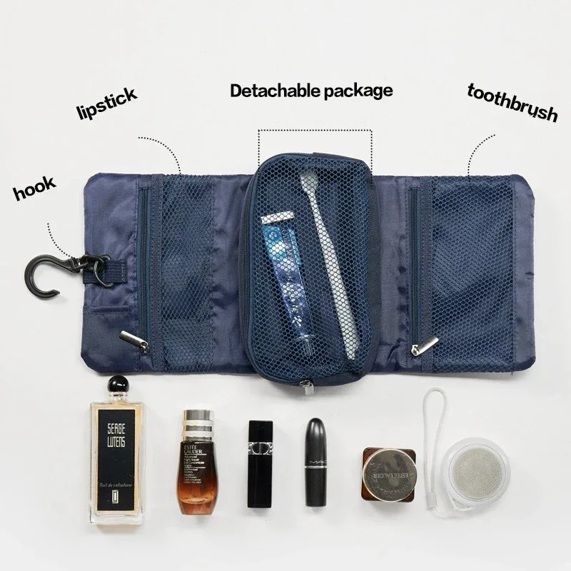 trousse de toilette pliante de style japonais, sac de rangement à crochet pour voyage d'affaires, sac à cosmétiques de haute qualité