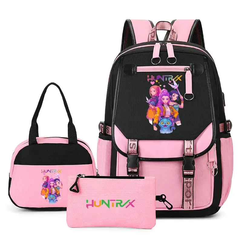 sacs à dos kpop demon hunters, capacité 3 pièces, cartable d'école pour adolescents avec sacs à lunch, sac à dos pour femmes, garçons et filles, usage quotidien