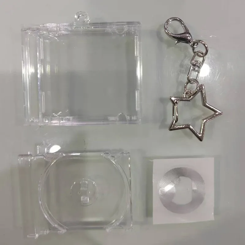 1 pièce mini porte-clés avec fonction nfc, en forme de boîtier de cd, accessoire de sac à dos diy, pour album commémoratif d'idoles