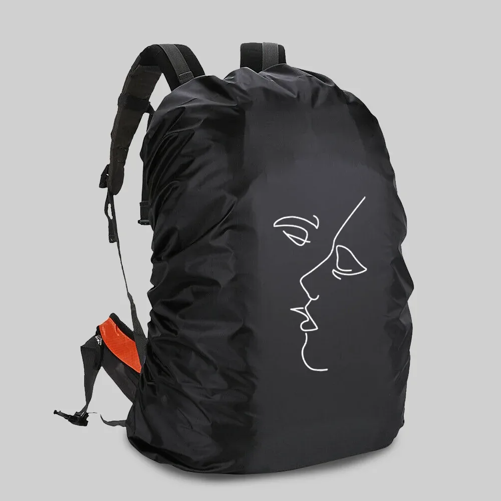 juste de protection imperméable et anti-poussière pour cartable, sac à dos d'escalade en plein air, impression d'image blanche, housse de pluie pour le camping, 20-70l