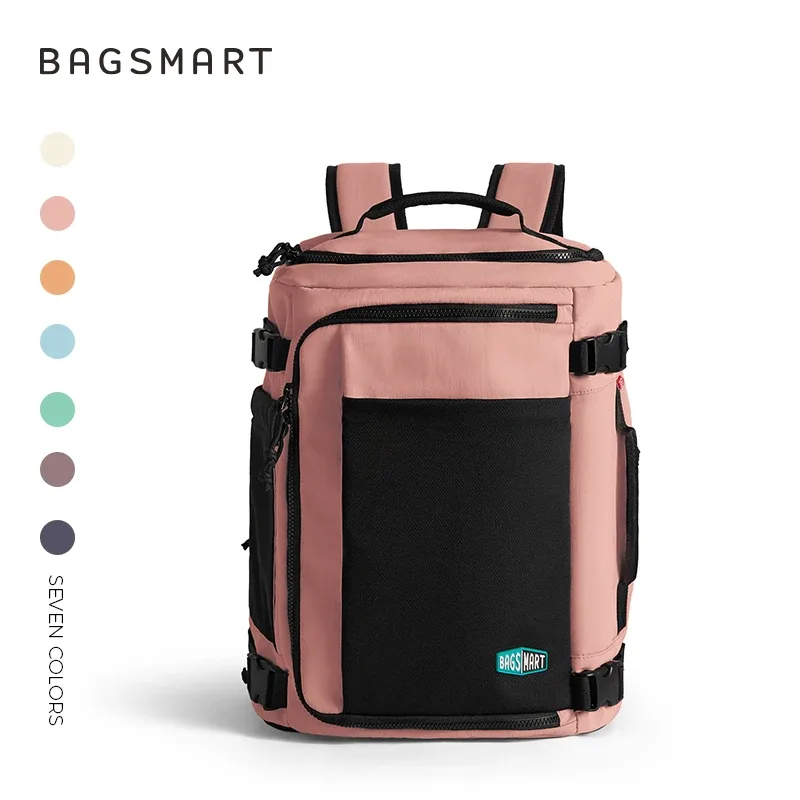bagsmart sac à dos de voyage pour hommes et femmes avec compartiment à chaussures sac à dos de compression pour avion sac de cabine antivol étanche