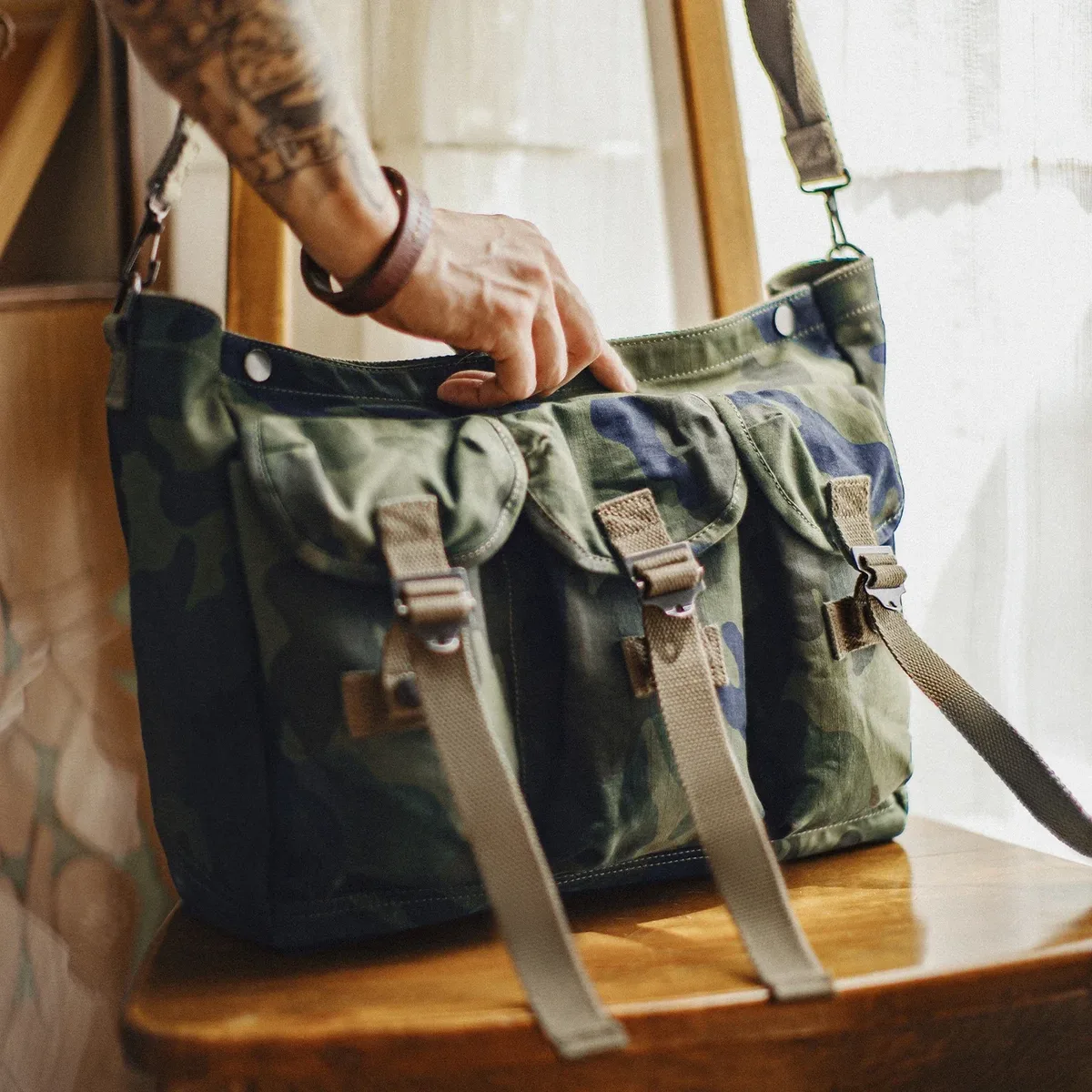Maden – sac à bandoulière tactique Vintage pour hommes, sacoche en coton de Camouflage, grande capacité, sac à bandoulière d'entraînement dans la Jungle en plein air
