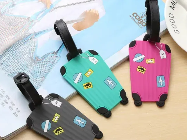 étiquettes d'identification kawaii pour voyages d'affaires, étiquettes de bagage en silicone pour sacs à dos et sacs à main, étiquettes nominatives pour valises avec sangle