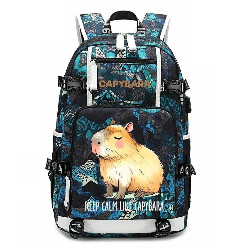 sac à dos d'étudiant à grande capacité avec imprimé de capybara, pour garçons et filles, sac de voyage décontracté, sac d'école léger et durable, utilisation quotidienne