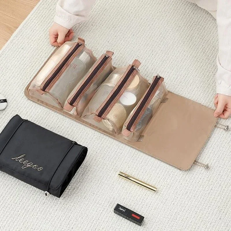 sac à cosmétiques de voyage pour femmes, boîte de maquillage en maille, esthéticienne, pinceaux de toilette, organisateur de rangement de rouge à lèvres