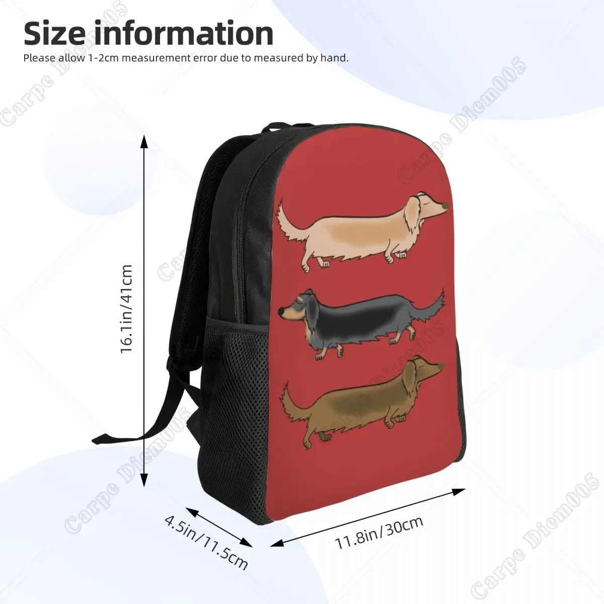 sac à dos dachshund dogs pour garçons et filles, saucisse wiener, sacs de voyage pour l'école ou le collège, sac à livres pour femmes et hommes, convient pour ordinateur portable 15 pouces