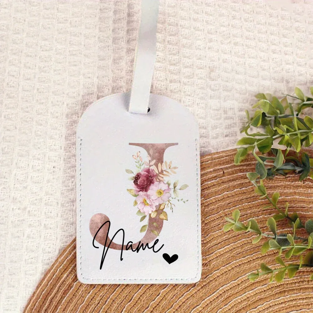 étiquette de bagage personnalisée en pu, motif tendance, monogramme, nom personnalisé, étiquette portable, accessoires de voyage, fête