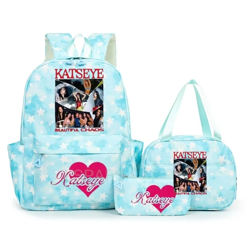 sac à dos amusant katseye pour adolescents, sac de voyage à double bandoulière, sac à crayons, sac à déjeuner, sac à livres décontracté pour étudiants, sac d'école pour filles, grande capacité, mochila