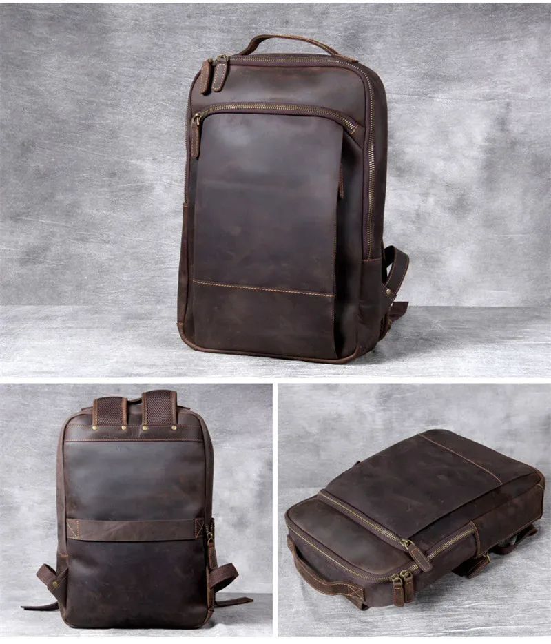 pndme vintage simple crazy horse peau de vache en cuir véritable hommes femmes sac à dos grande capacité sac à dos pour ordinateur portable sacs de voyage