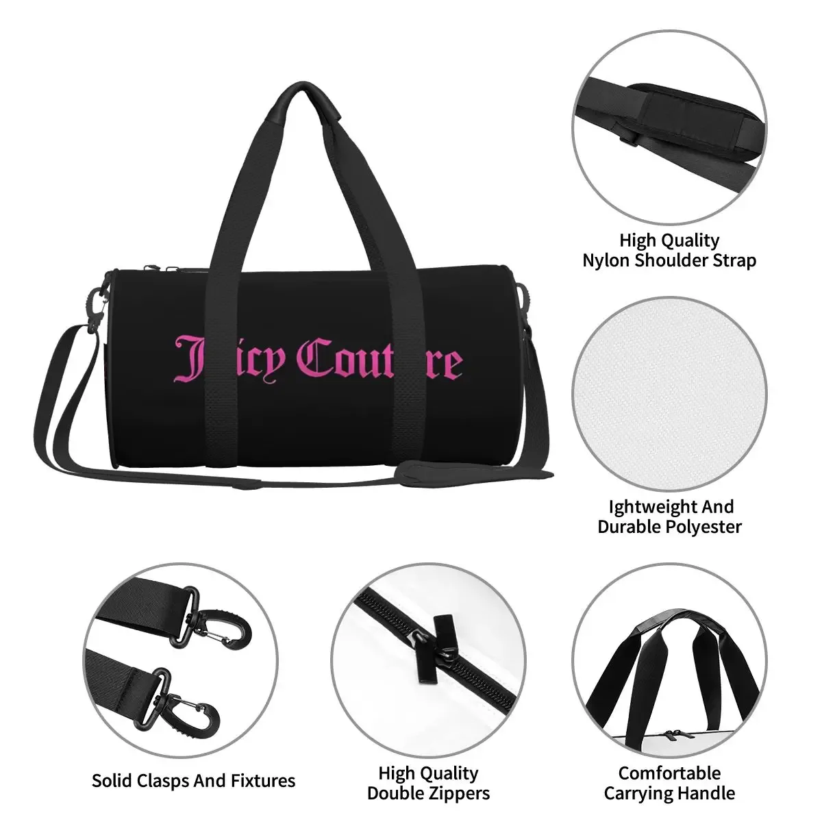 sac de voyage rond de grande capacité j-juicy-c-couture, sac de voyage à main, sac de rangement léger
