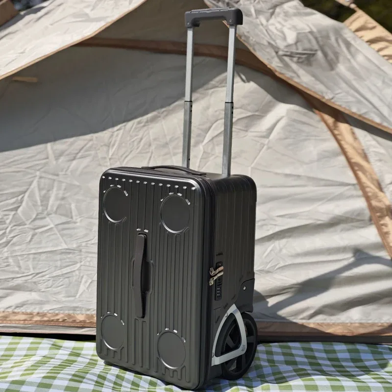 nouveau bagage à grande roue de camping en plein air avec ouverture latérale, valise de voyage pc de grande capacité, roues unidirectionnelles, 24 pouces