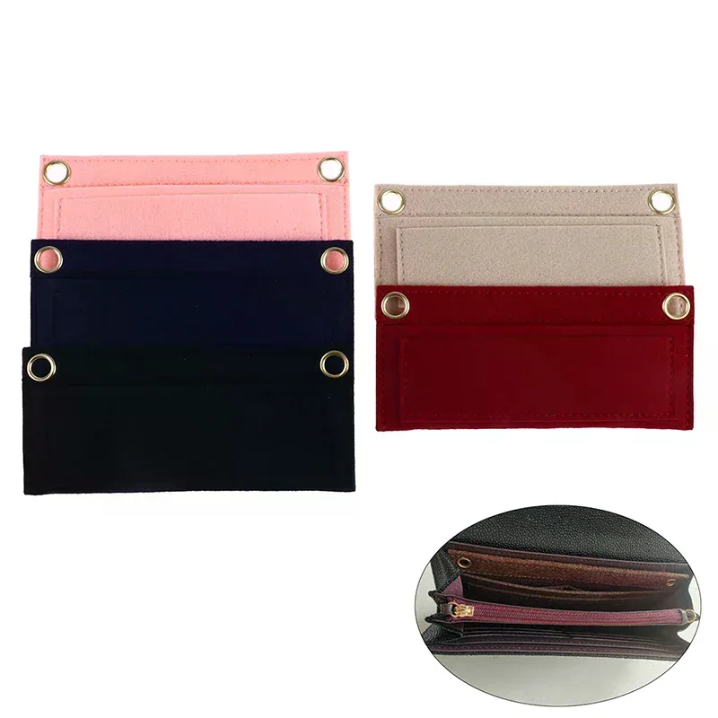 Organisateur en feutre pour sac à bandoulière, avec compartiment pour cartes et insert pour trousse de maquillage, adaptable avec chaîne