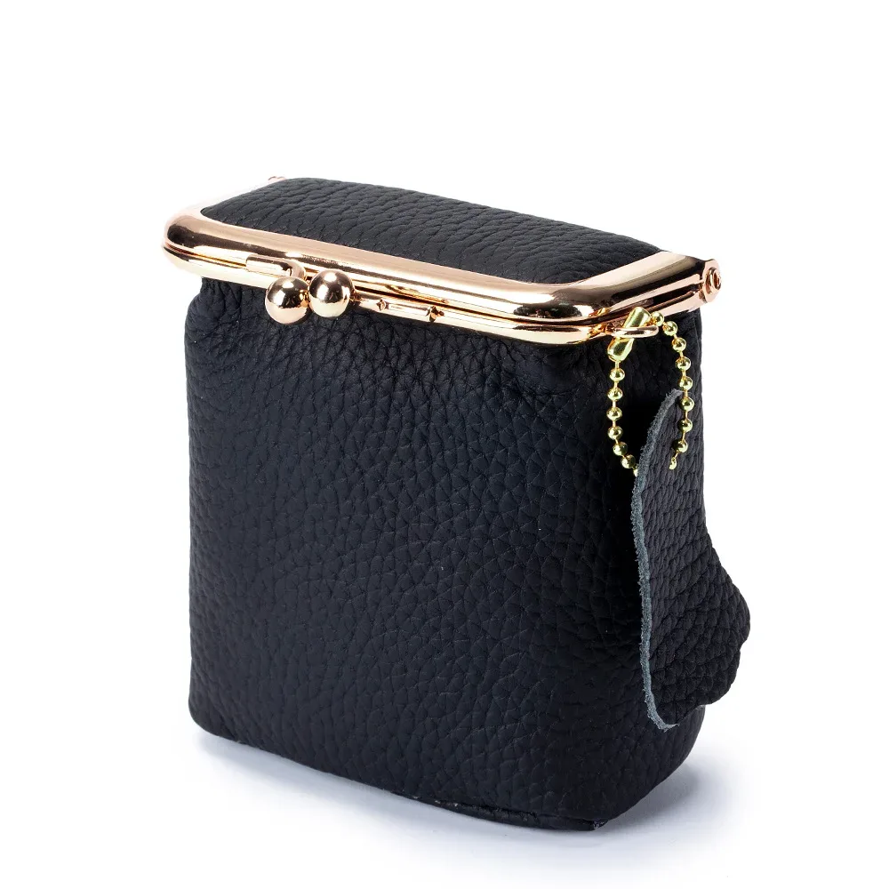 petit sac à cosmétiques en cuir véritable pour femmes, moraillon doré, pochette de maquillage mignonne, étui de rangement de rouge à lèvres, boîte à clés de voyage, mini porte-monnaie