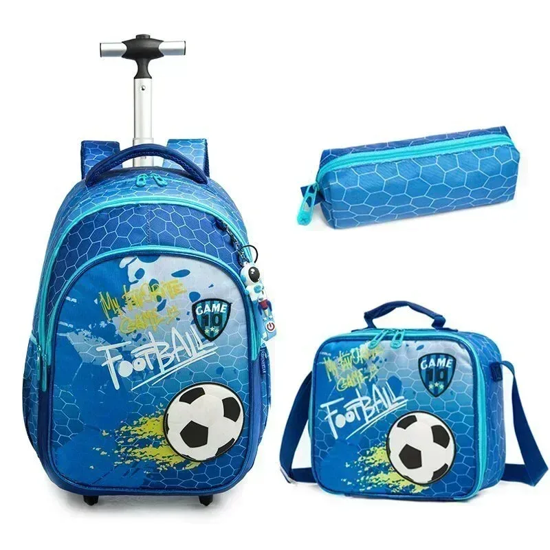 ensemble de sac à dos à roulettes pour enfants avec boîte à lunch, sac à dos scolaire à roulettes, sac à dos trolley pour filles