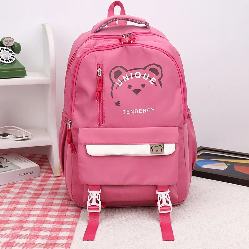 Sac à dos en Nylon imprimé ours, sac d'école de grande capacité pour étudiants, sac à dos de loisirs pour court voyage en plein air
