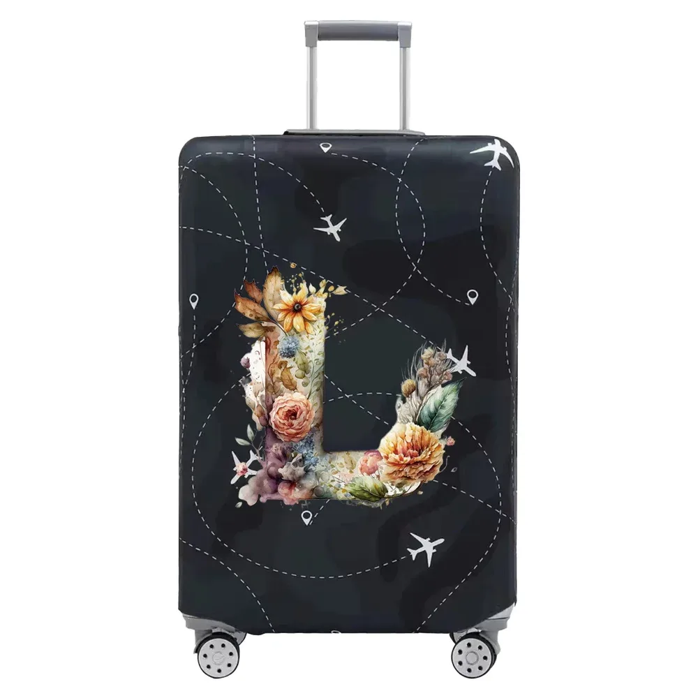 housse de valise de voyage, housse de protection en tissu extensible pour valises de 18 à 28 pouces, série de lettres florales