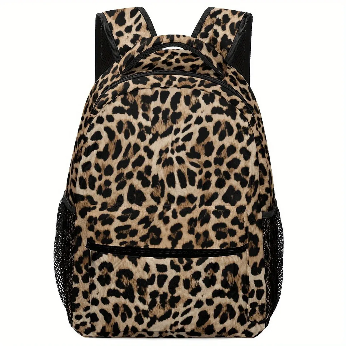 sac à dos imprimé léopard, durable et léger, avec bretelles réglables, fermeture à glissière, grande capacité