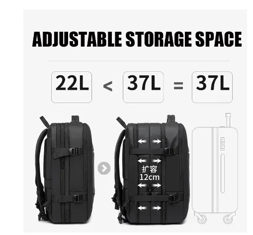 bange hommes sac à dos à main 45l 37l extensible hommes sacs à dos de voyage sac de jour porte-documents collège 17.3 "sac à dos pour ordinateur portable