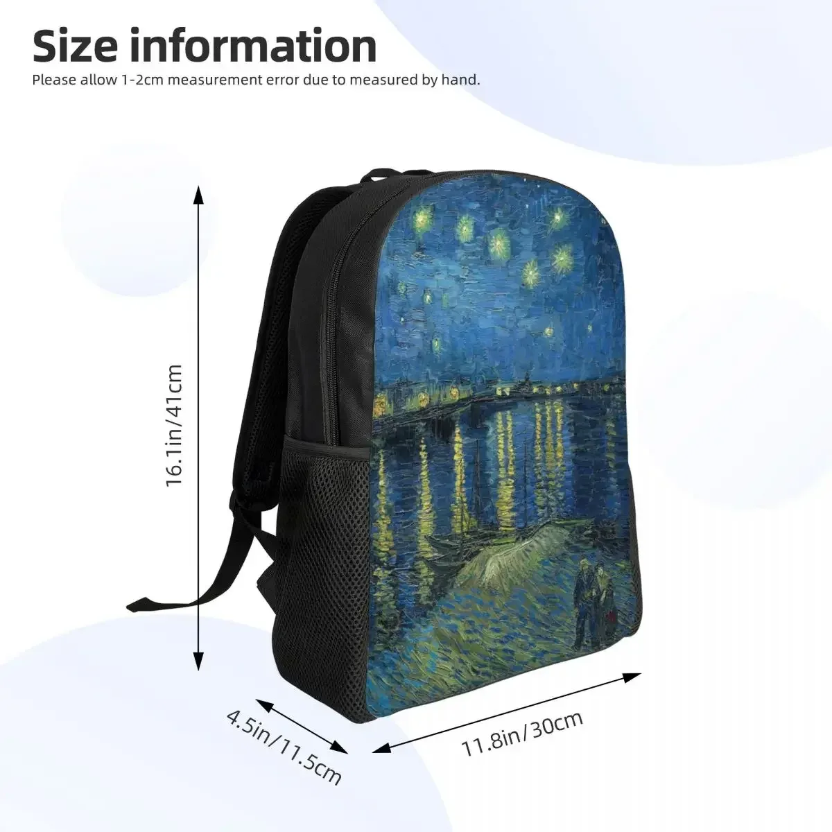 sac à dos de voyage de nuit étoilée sur le rône pour hommes et femmes, cartable d'école pour ordinateur portable, sac à dos d'étudiant, vincent van gogh