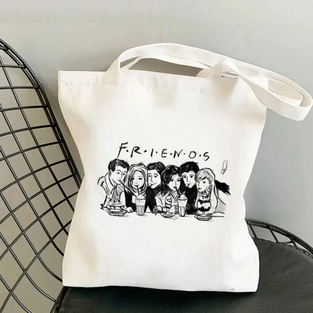 mode amis émission de télévision inspiré toile sac fourre-tout femmes décontracté style de rue harajuku shopper sac à main usage quotidien idée cadeau