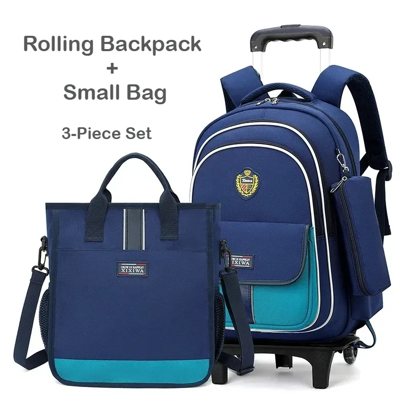 sac à dos à roulettes pour enfants, ensemble de 3 sacs d'école à roulettes pour garçons et filles, sac à dos de voyage avec sac à bandoulière
