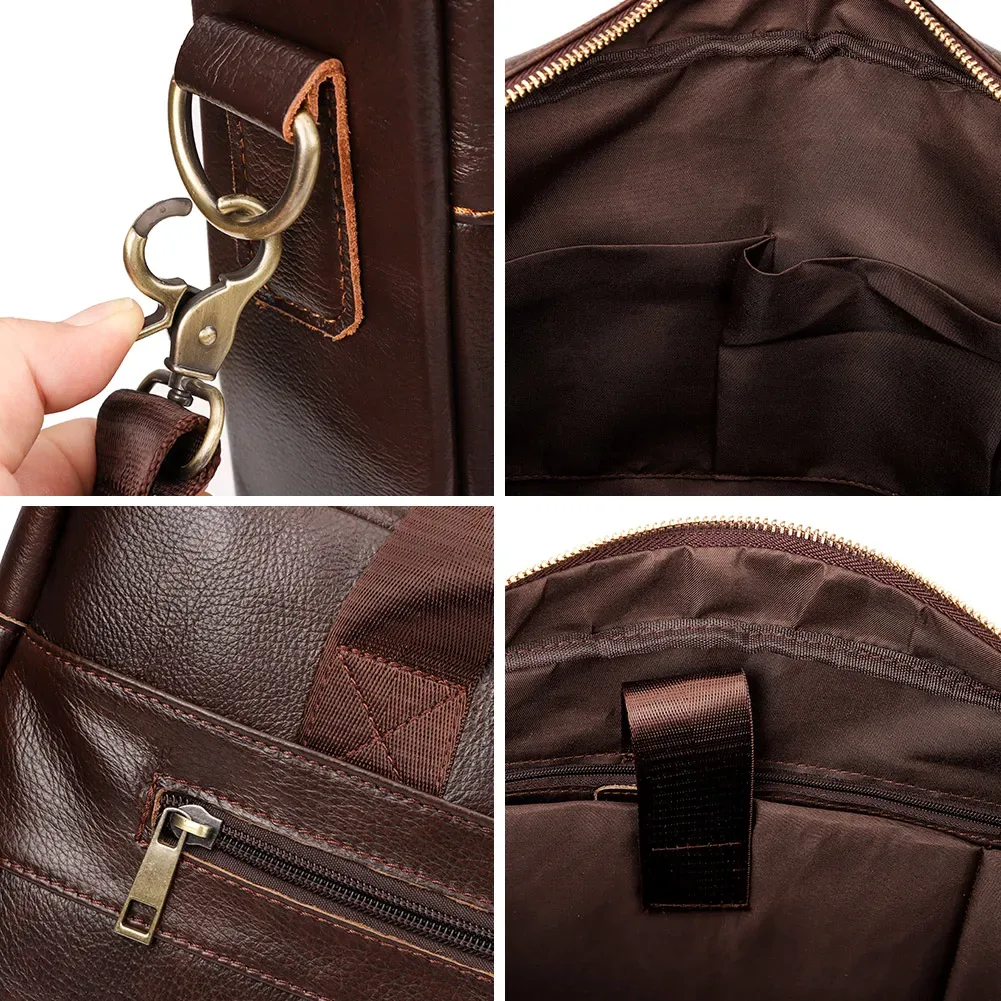 porte-documents en cuir véritable pour hommes, sac d'affaires de bonne qualité, sacoches à bandoulière, sac à main de bureau pour ordinateur portable de 14 pouces, sac de voyage
