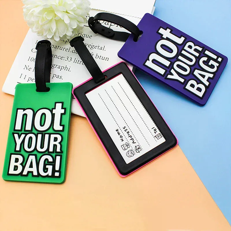 1 pièce étiquette de bagage géométrique en silicone pvc souple, porte-adresse d'identification pour valise, ac