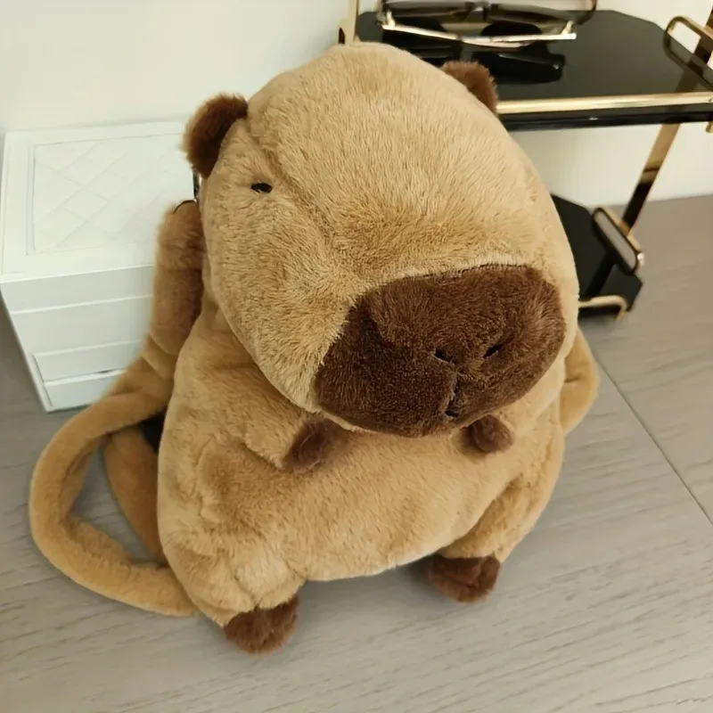 sac à dos en peluche capybara, mignon animal rempli doux marron clair avec rangement multifonctionnel pour les yeux, idéal pour le coussin de canapé, la décoration de la maison