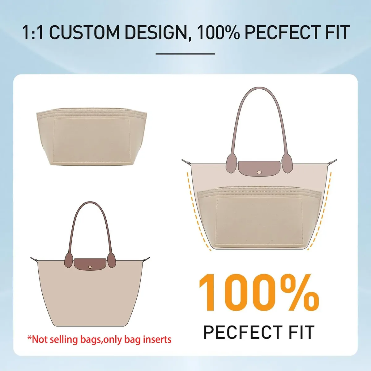 organisateur insérer pour longchamp grand petit mini taille fourre-tout sac feutre sac de rangement sac à main insérer sac à main doublure sacs accessoires