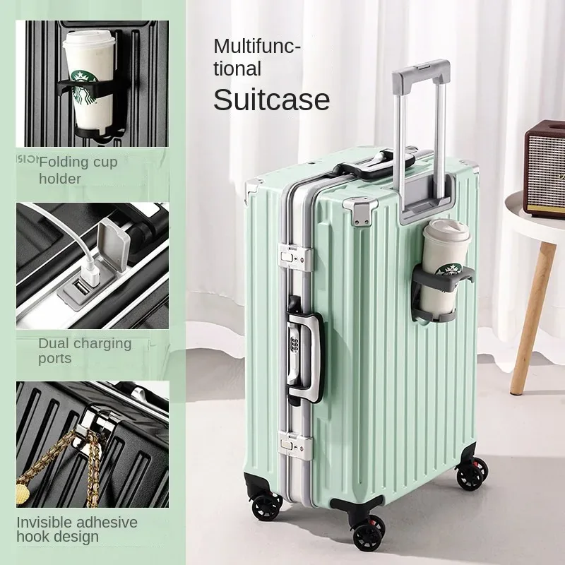 valise à roulettes 20 26 30 pouces avec cadre en aluminium, roues silencieuses, unisexe, grande capacité, valise à roulettes avec serrure à code