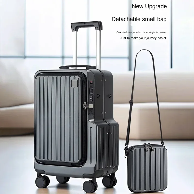 valise à bagages à main à ouverture frontale, boîtier de chariot multifonctionnel de 20 pouces, cabine de voyage, verrouillage par mot de passe, étui à bagages, sacs de voyage