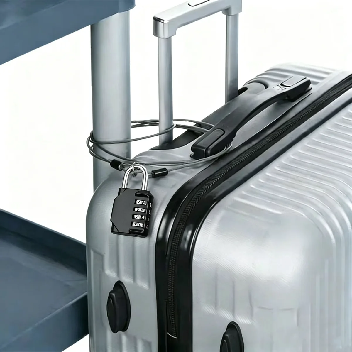 câble de sécurité en acier avec cadenas à combinaison à 4 chiffres, 1 ensemble de cadenas de voyage, câble de sécurité gainé de 1 m à double boucle pour bagages us234