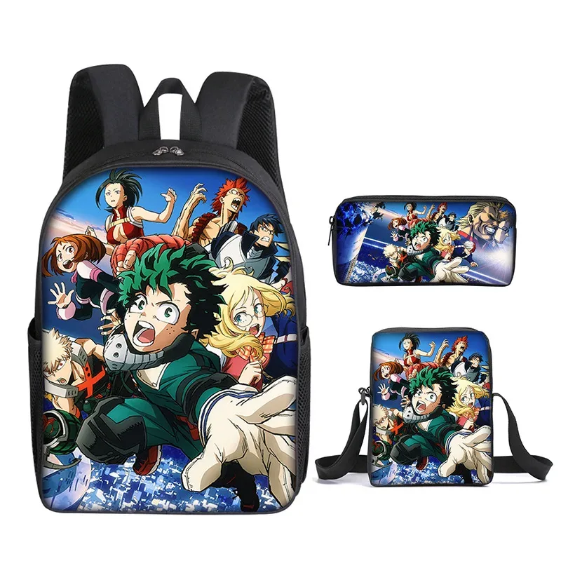 sac à dos my hero academy, sac à déjeuner, trousse à crayons, ensemble cadeau pour enfants et étudiants