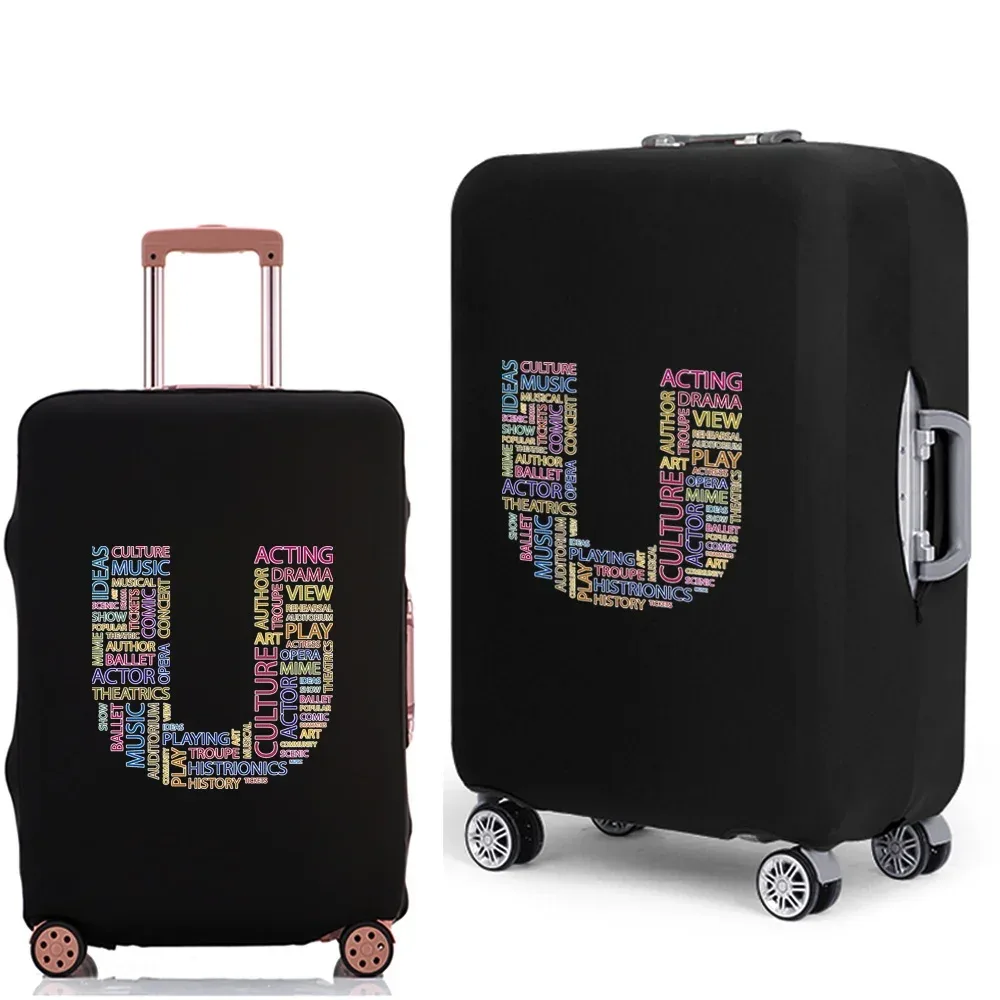étui à bagages 2022, housse de protection avec texte 26 lettres, motif de voyage, élastique, housse anti-poussière pour valise de 18 à 28 pouces