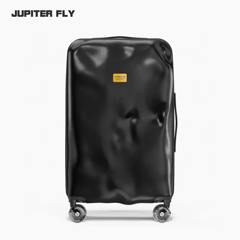 valise à roulettes, design créatif irrégulier et endommagé, tendance rétro, avec roue rotative de patinage, serrure tsa, matériau pc, nouvelle collection 2026