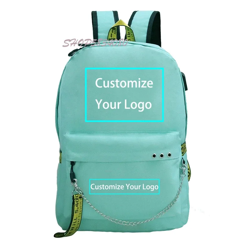 personnalisez votre logo image sac à dos pour adolescents sacs d'école pochette d'ordinateur usb charge sac de voyage sac a dos mochilas para hombre
