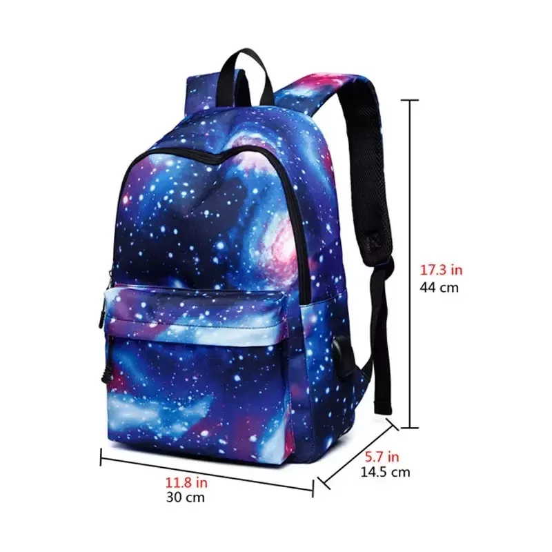 sac à dos d'école en toile pour filles, motif galaxy star universe, avec chargeur usb, sac de voyage pour adolescents, mochila feminina, pour la rentrée scolaire