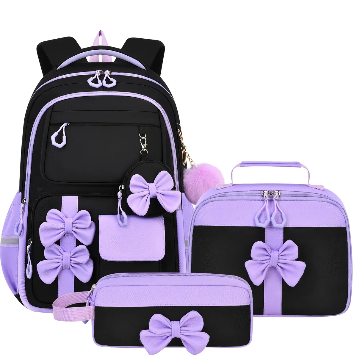 ensemble de trousse à crayons, sac à déjeuner isotherme résistant à l'usure, sac à dos grande capacité, ensemble de sacs d'école grande capacité pour adolescentes