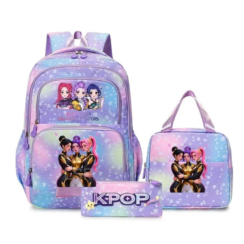 sacs à dos kpop colorés pour garçons, rumi mira zoey huntr/x saja, sacs d'école décontractés, sacs de voyage imprimés, mochila