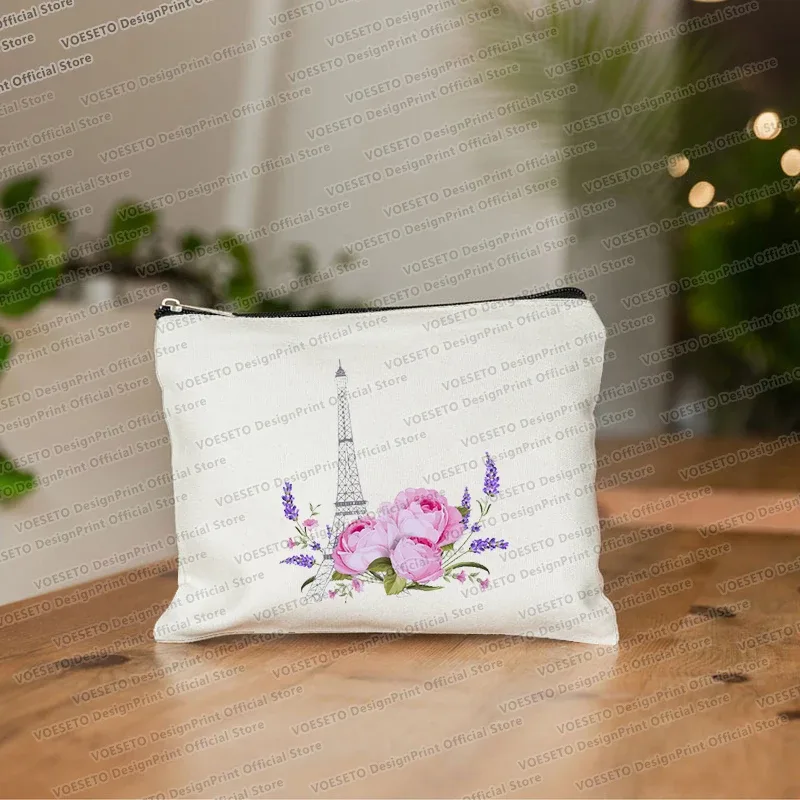sac de maquillage imprimé tour eiffel de paris, trousse de toilette de voyage, organiseur de cosmétiques, pochette en toile pour femme, fermeture éclair, sacs à cosmétiques, meilleur cadeau