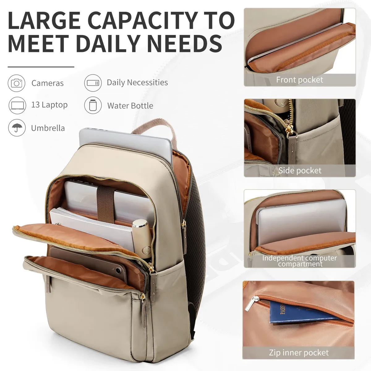 nouveau simple grande capacité sac à dos femmes voyage enseignant d'affaires sac à dos ordinateur portable sac à bandoulière fille école étudiant sac à dos sac à main