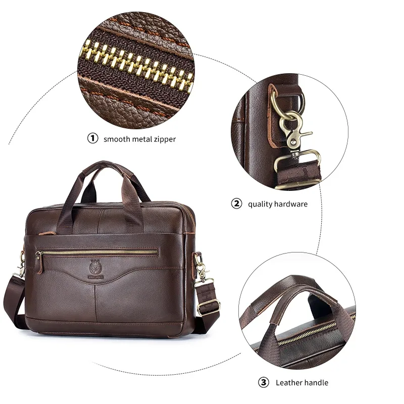 porte-documents de luxe en cuir véritable pour homme, sac pour ordinateur portable 15,6 pouces, sac de bureau, sac pour ordinateur