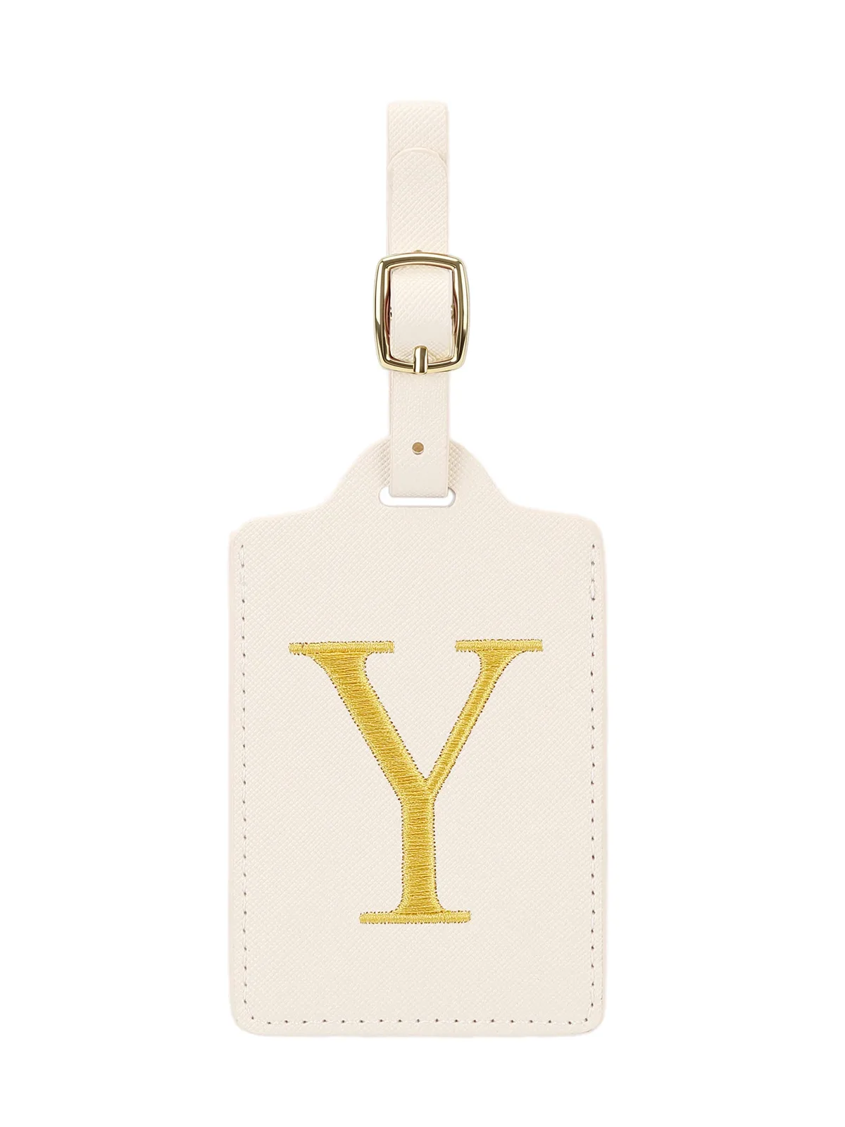 étiquette de bagage en cuir brodée élégante et personnalisée, étiquette d'identification de bagage anti-perte (lettres a~z), accessoire de voyage unisexe.