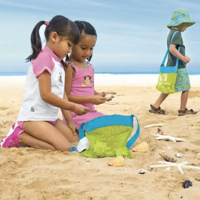 sac de rangement pour jouets de plage pour enfants, sac de rangement pliable et portable en maille pour collecter les outils de fouille du sable, pour les vacances, 1 pièce