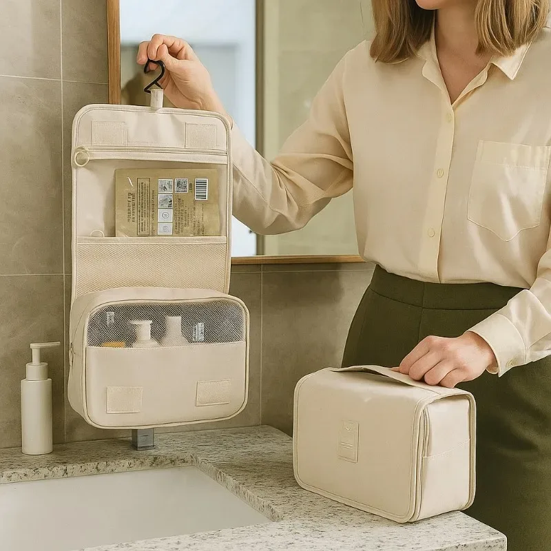 Sac de voyage imperméable de qualité supérieure pour femmes, organiseur de produits de toilette durable, pochette de rangement cosmétique, sac d'accessoires de salle de bain