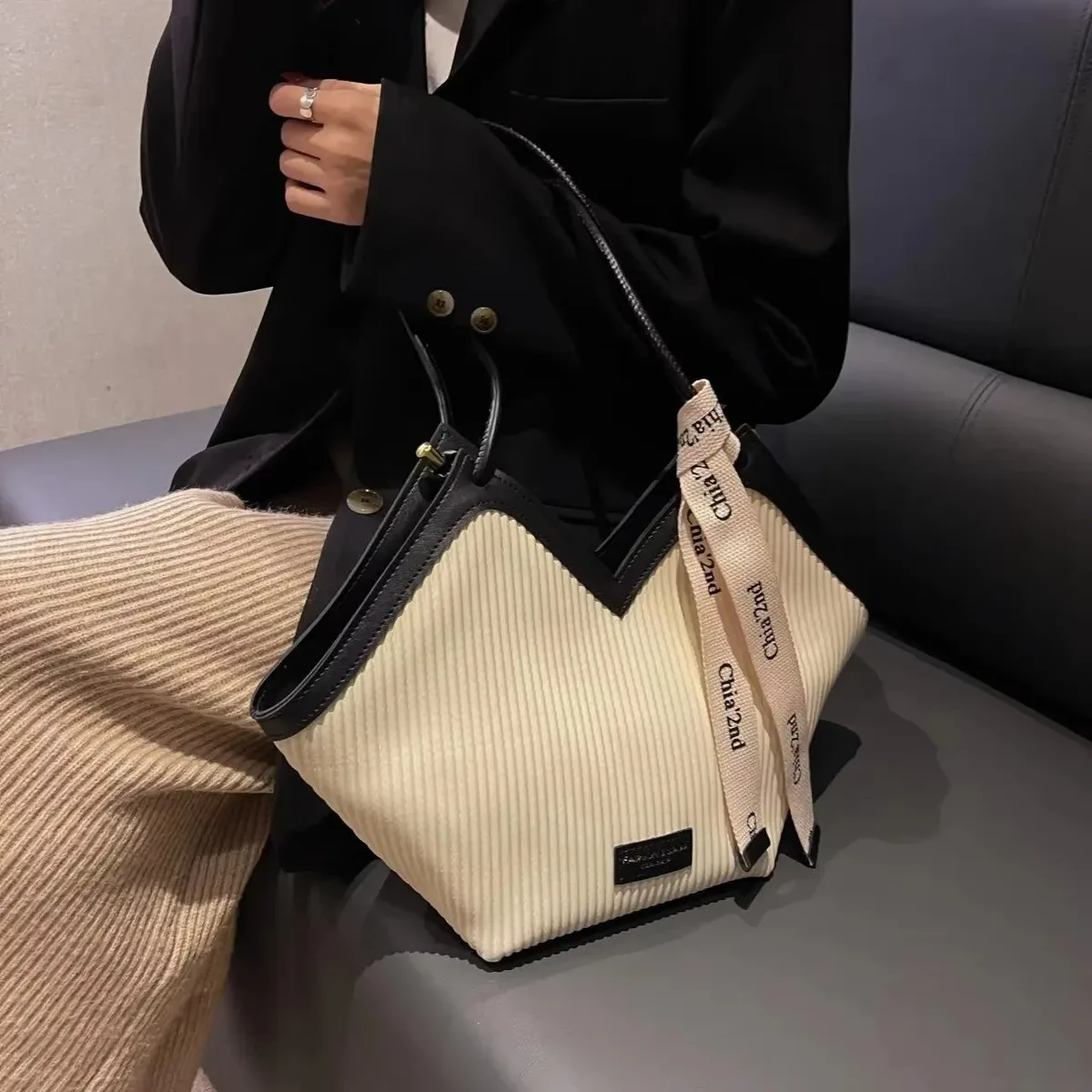 grand sac de style coréen pour femmes, sac en toile décontracté assorti avec tout, sac à bandoulière de banlieue, fourre-tout pour étudiant