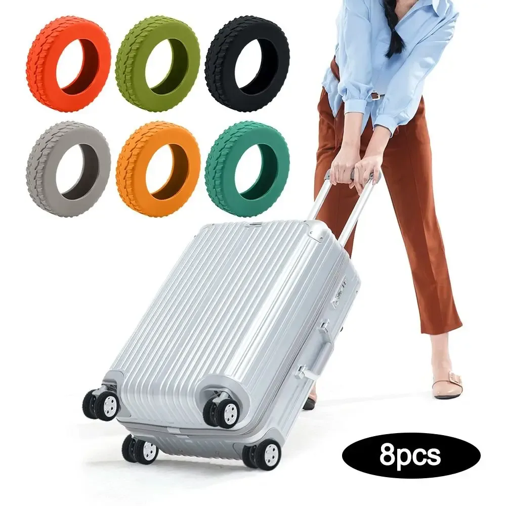 8 pièces bagages de voyage roulettes chaussures roue universelle son silencieux valise roues protection couverture chariot boîte roulettes couverture
