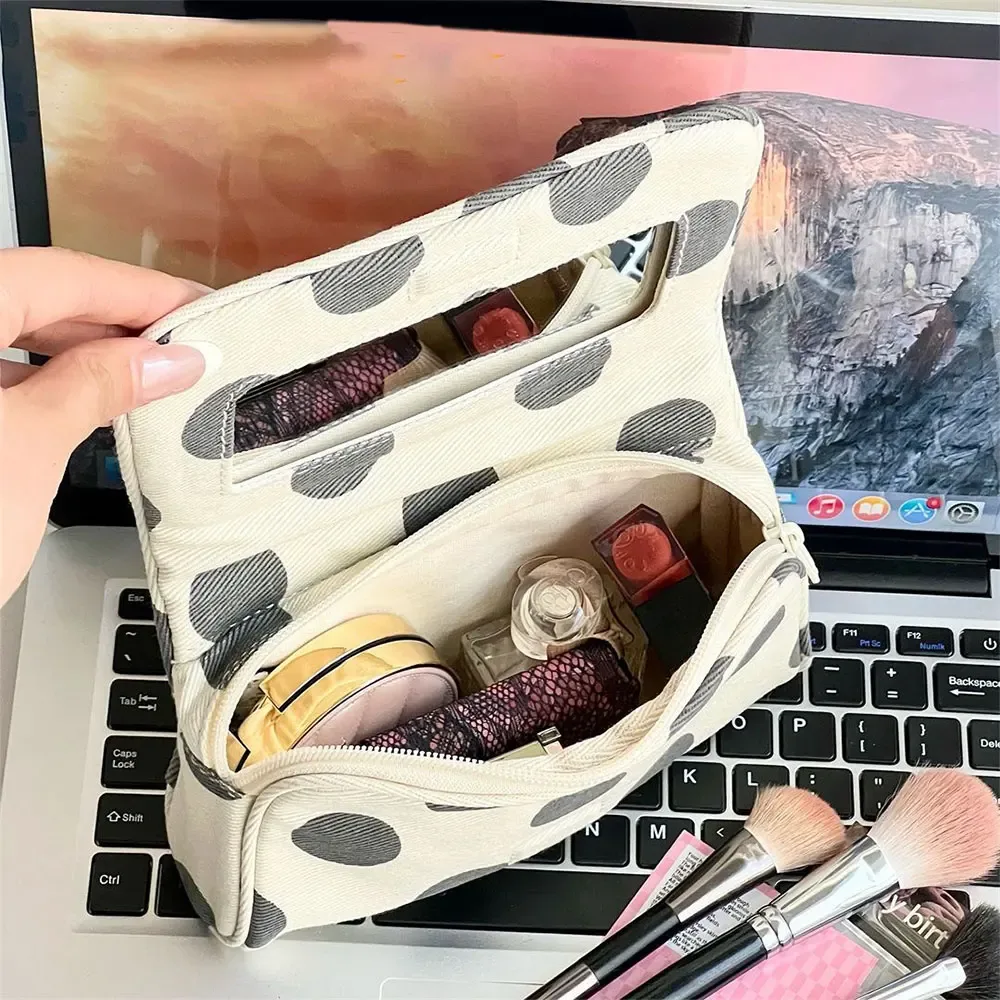 Trousse de Maquillage Portable à Rabat avec Miroir, Organisateur de Voyage à Fermeture Éclair pour Cosmétiques, Trousse de Toilette de Voyage Portable, Sac de Rangement Beauté
